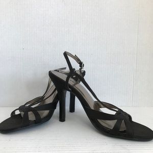 Size 6 Mossimo Black Strappy Open Toe 4" Heels NEW